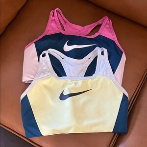Nike Pink and Yellow Sports Bras